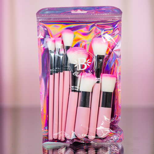 Set brochas maquillaje Rosada x 11 pcs